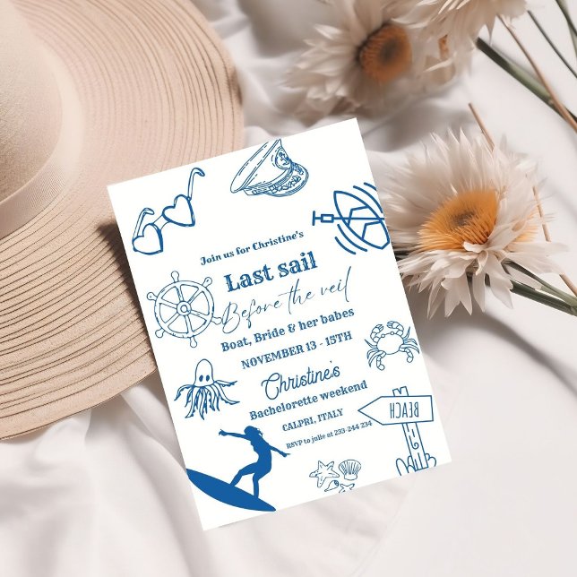 Convite Última Vela Costeira Antes Da Bachelorette Do Véu (Criador carregado)