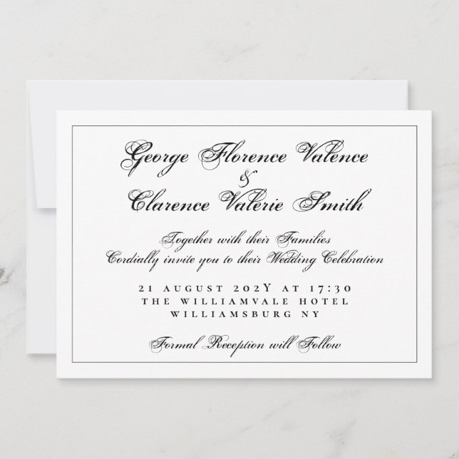 Convite Ultimate Calliografia Elegance Código QR Casamento (Frente)