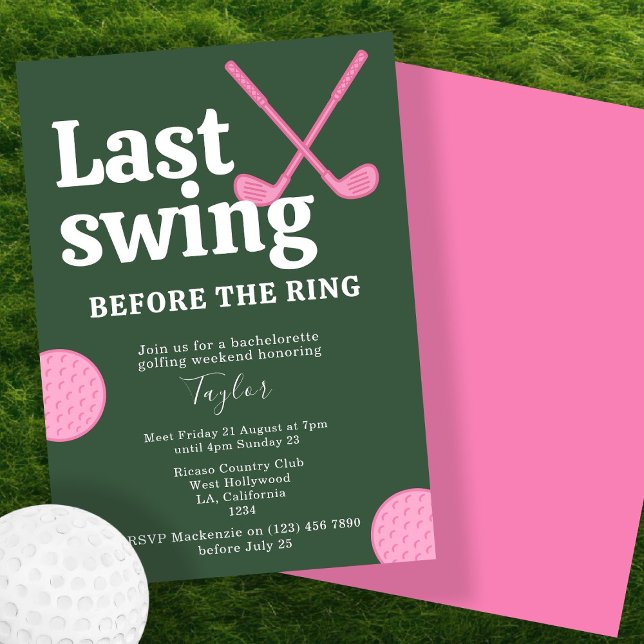 Convite Último Balanço Antes do Anel de Noiva Golfe Desped (Last Swing Before The Ring Golf Bachelorette Invitation by Ricaso. Golfing weekend for bride to be)