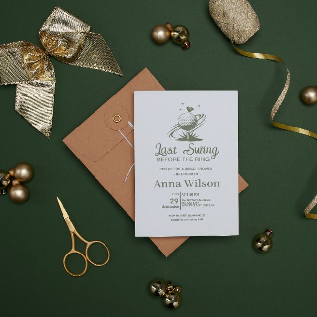 Convite Último Balanço Antes do Chá de Bebê do Anel  (minimal elegant simple Last Swing Before the Ring Bridal Shower Invitation)