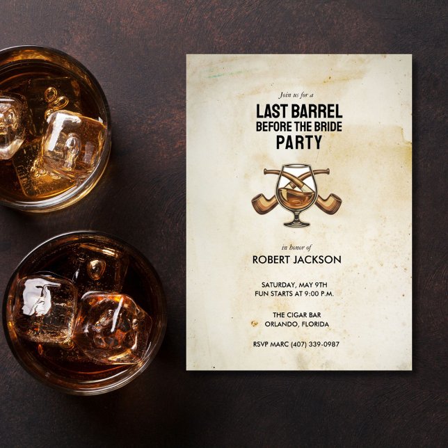 Convite Último Barril Antes da Noite de Solteiro da Noiva (Last Barrel Before the Bride Bachelor Night Invitation)
