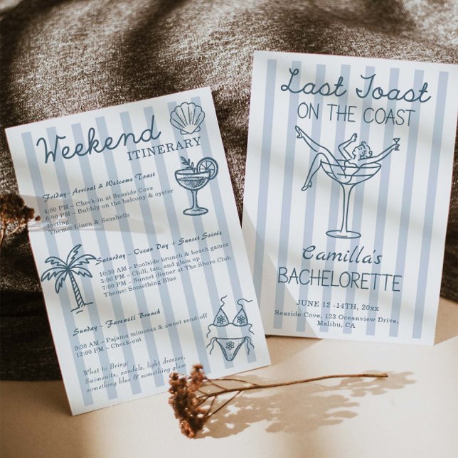 Convite Último Brinde Na Bachelorette Whimsical Costeira (Criador carregado)