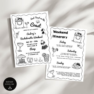 Convite Último Brinde na Costa Fim de Semana de Despedida 