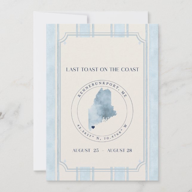 Convite Último brinde na costa Kennebunkport Despedida de  (Frente)