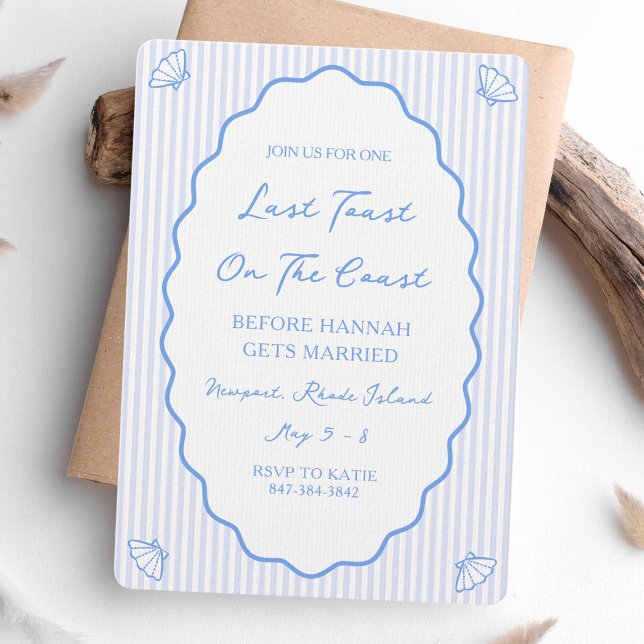 Convite Último brinde na Festa de solteira Azul Costeira (Criador carregado)