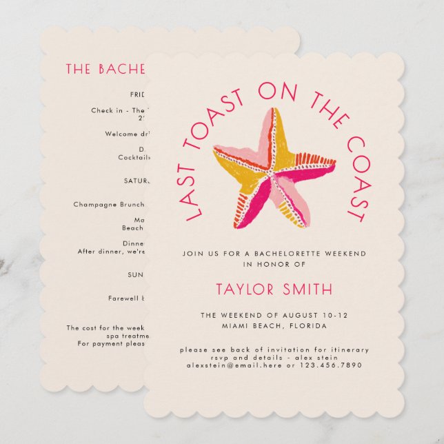 Convite Último Brinde Na Festa de solteira Da Praia Costei (Frente/Verso)