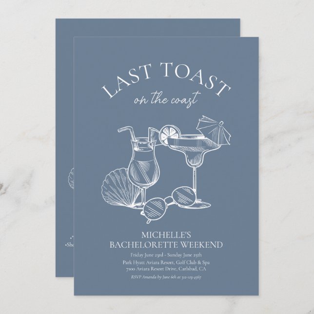 Convite Último Brinde No Fim De Semana Da Bachelorette Cos (Frente/Verso)