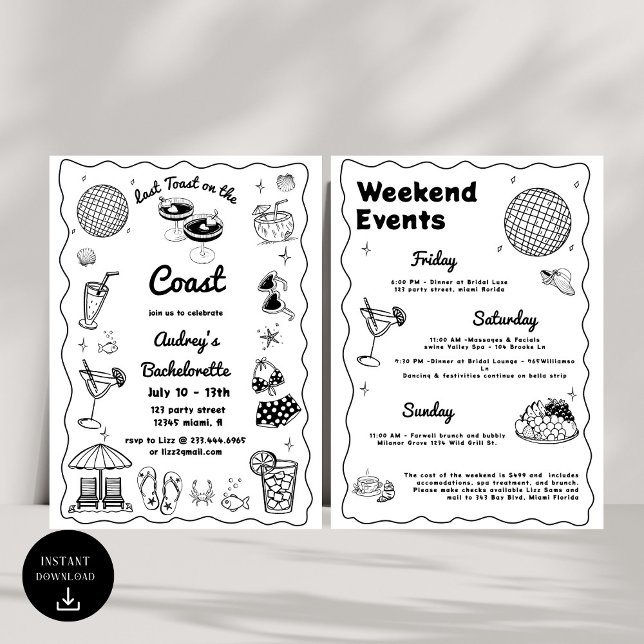 Convite Último Brinde No Fim De Semana Da Bachelorette Cos (Criador carregado)