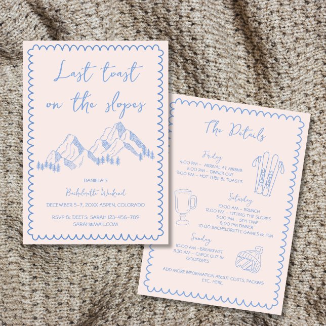 Convite Último Brinde No Fim De Semana Da Bachelorette De  (Last Toast On The Slopes Bachelorette Weekend Invitation)