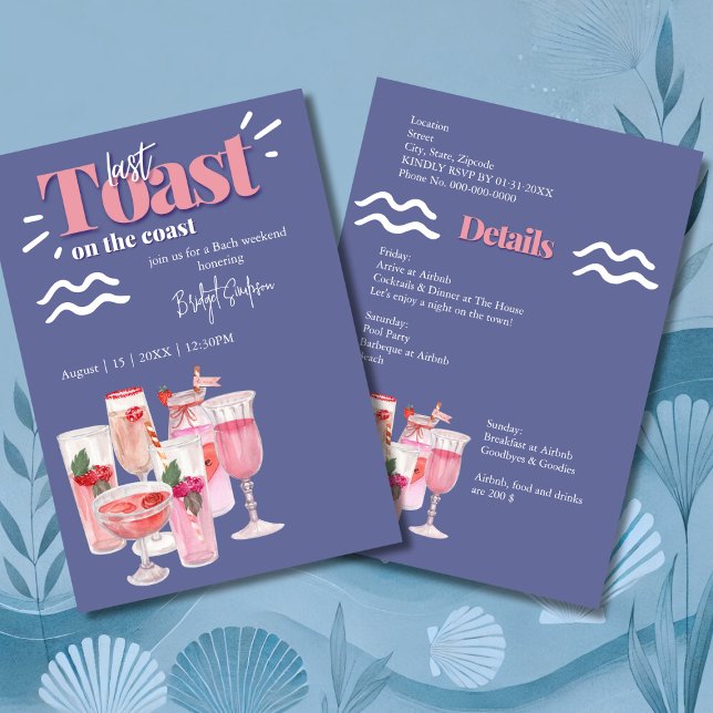 Convite último brinde no fim de semana da solteira costeir (Criador carregado)