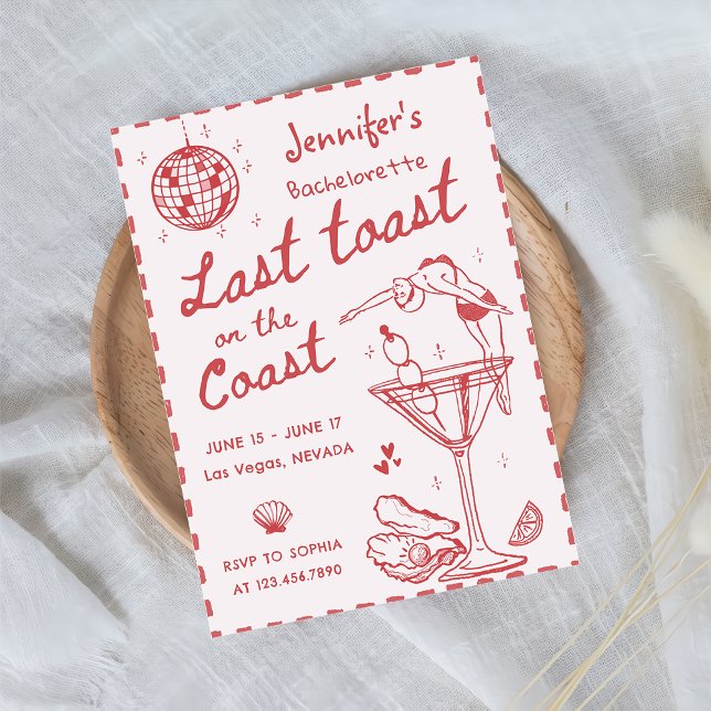 Convite Último Brinde Rosa No Fim De Semana Da Bachelorett (Criador carregado)
