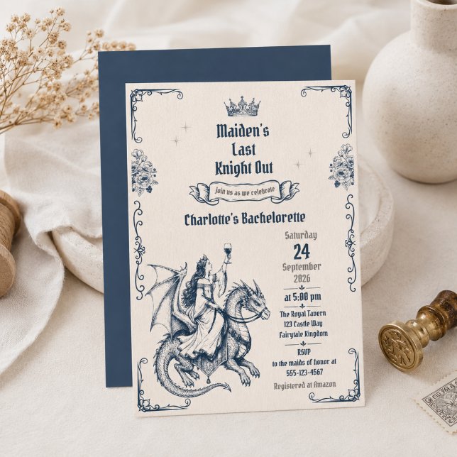 Convite Último Cavaleiro da Donzela Medieval Bachelorette (Criador carregado)