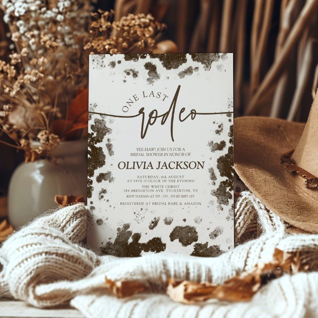 Convite Último Chá de panela rosa-quente Impressão de Vaca (Criador carregado)