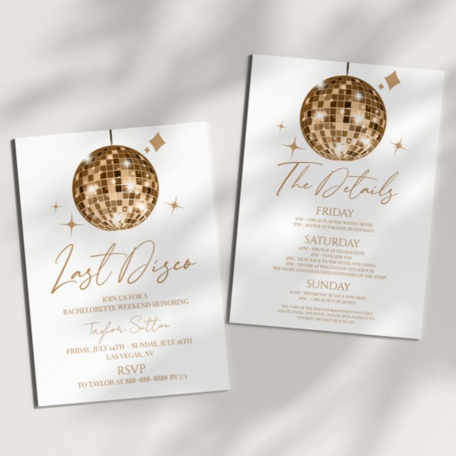 Convite Último Descoplamento de Bachelorette Disco Festa d (Criador carregado)