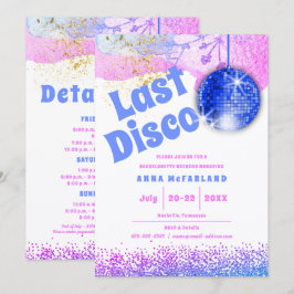 Convite Último Disco Glam Retro Azul Rosa Despedida de Sol