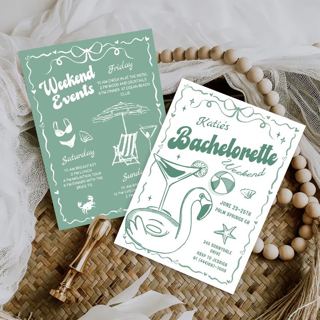 Convite Último Fim de Semana de Bachelorette Green Beach (Criador carregado)
