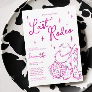 Convite Último Rodeio Cowgirl Rosa Disco Festa de Despedid