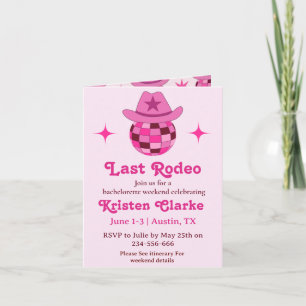 Convite Último Rodeio Rosa Disco Cowgirl Despedida de Solt
