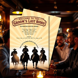 Convite Último Rodeo Bachelor do Partido Cowboys Hors Suns