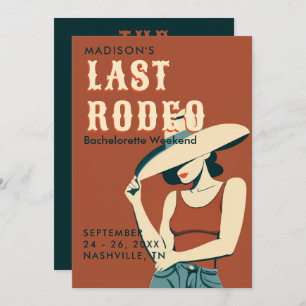 Convite Último Rodeo Terracotta Vintage Bachelorette Fim d