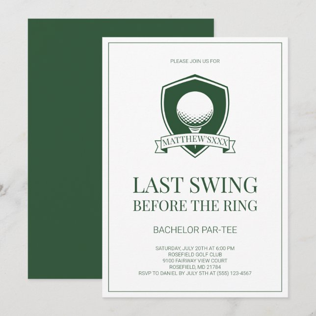 Convite Último Swing Antes do Anel Despedida de Solteiro d (Frente/Verso)