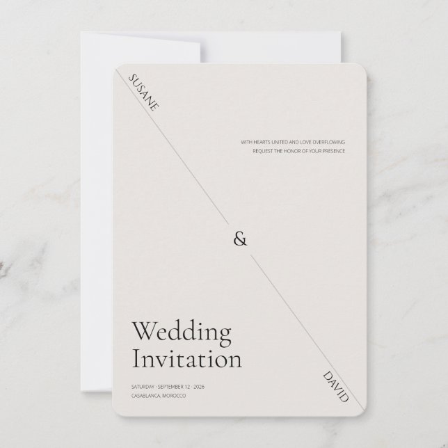 Convite Ultra Minimal luxury Creative wedding invitation  (Frente)