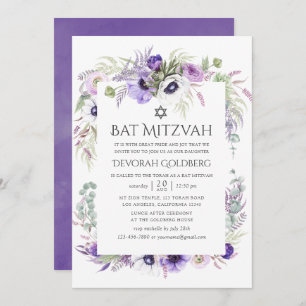 Convite Ultra Violet Watercolor Bat Mitzvah