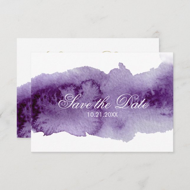Convite Ultra Violeta Aquarela Save The Date (Frente/Verso)