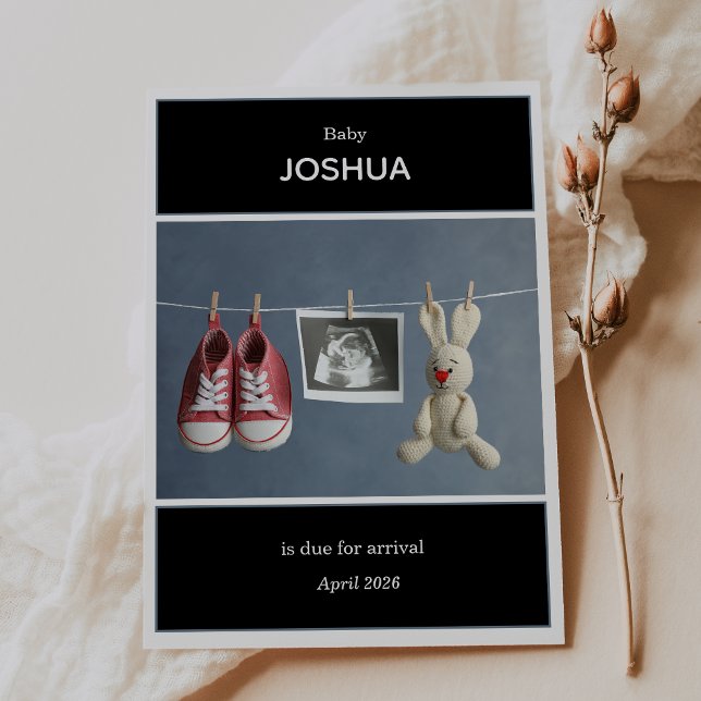 Convite Ultrasound Photo Pregnancy Announcement Card (Criador carregado)