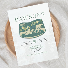 Convite Um acampador feliz, Um Primeiro Aniversário, Convi