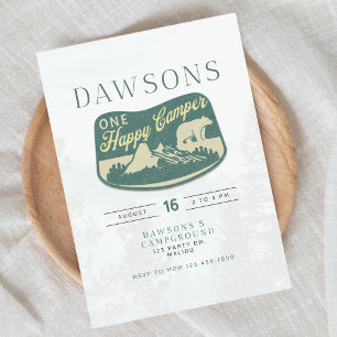 Convite Um acampante feliz, Um Primeiro Aniversário, Convi