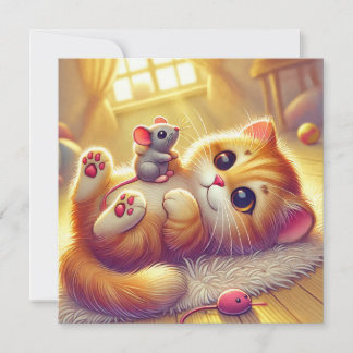 Convite Um adorável Design Impressão de Kitten e Mouse