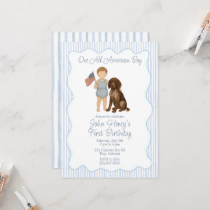 Convite Um All American Boy, Red White Dois, Patriótico