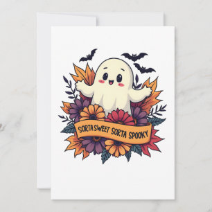 Convite Um Amor de Fantasma de Halloween Meio Doce Meio As