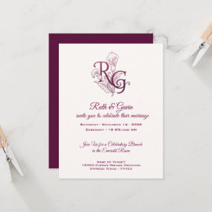 Convite Um Amor, Design de Casamento Plum Gothic