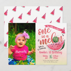 Convite Um aniversário da melancia do melão em um primei