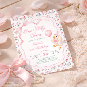 Convite Um Aniversário de 1 Ano da Menina do Arco Rosa Sil