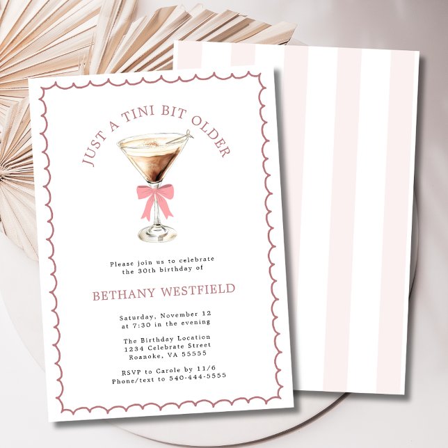 Convite Um aniversário de 30 anos Espresso Martini Tini Bi (A Tini Bit Older Espresso Martini 30th Birthday Party Invitation)