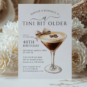 Convite Um aniversário de 40 anos Espresso Martini Tini Bi
