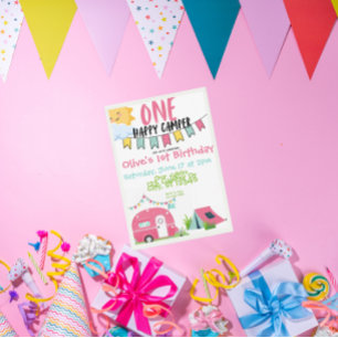 Convite Um aniversário de Camper Feliz