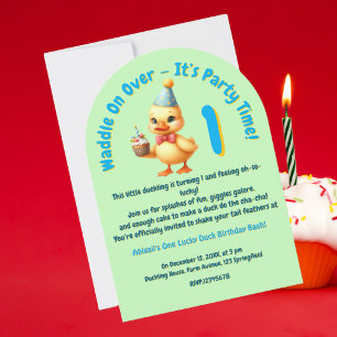 Convite Um Aniversário de criança de Foto de Duck Sortudo