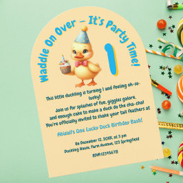 Convite Um Aniversário de criança de Foto de Duck Sortudo
