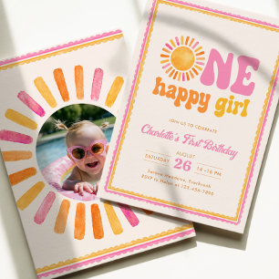 Convite Um Aniversário Feliz da Menina Sunshine 1º