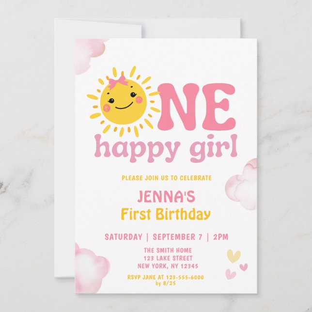 CONVITE UM ANIVERSÁRIO FELIZ DE MENINA (Frente)
