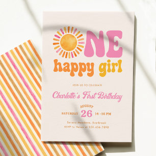 Convite Um Aniversário Feliz de Menina Sunshine 1º