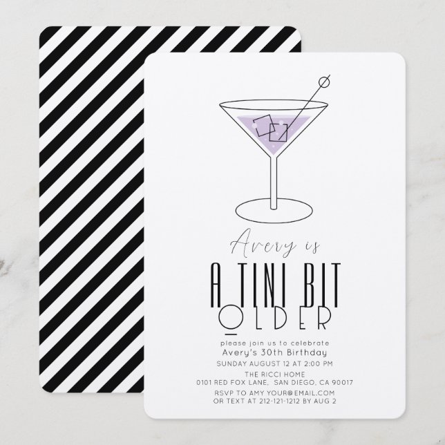 Convite Um Aniversário Tini Bit Antigo e Roxo Martini (Frente/Verso)