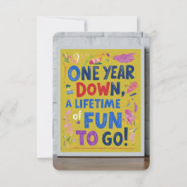 Convite "Um ano para baixo, uma vida divertida para ir!"