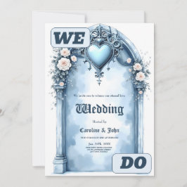 Convite Um arco azul claro-ornamentado com sotaques florai