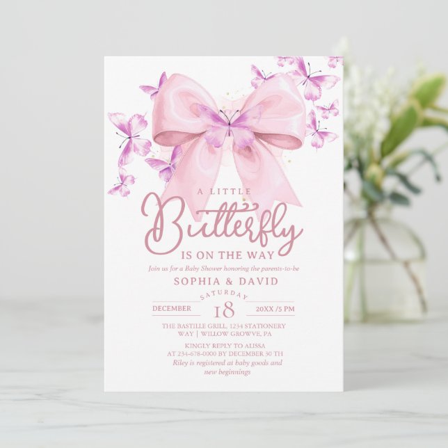 Convite  Um Arco de Borboleta Baby Shower  (Em pé/Frente)