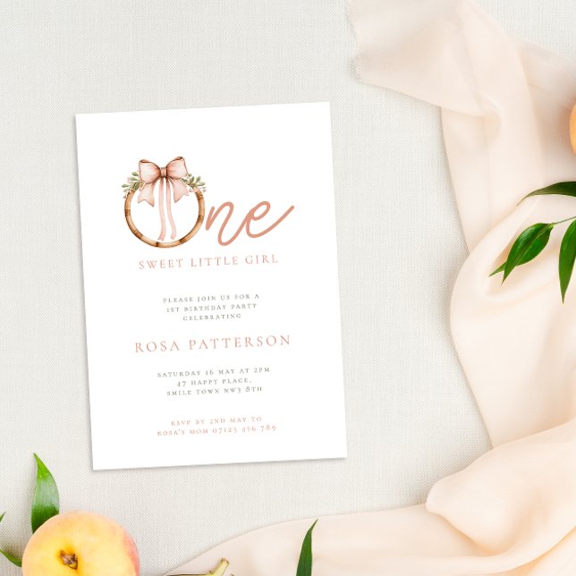 Convite Um Arco e primeiro aniversario de Hoop Doce Menina (Criador carregado)